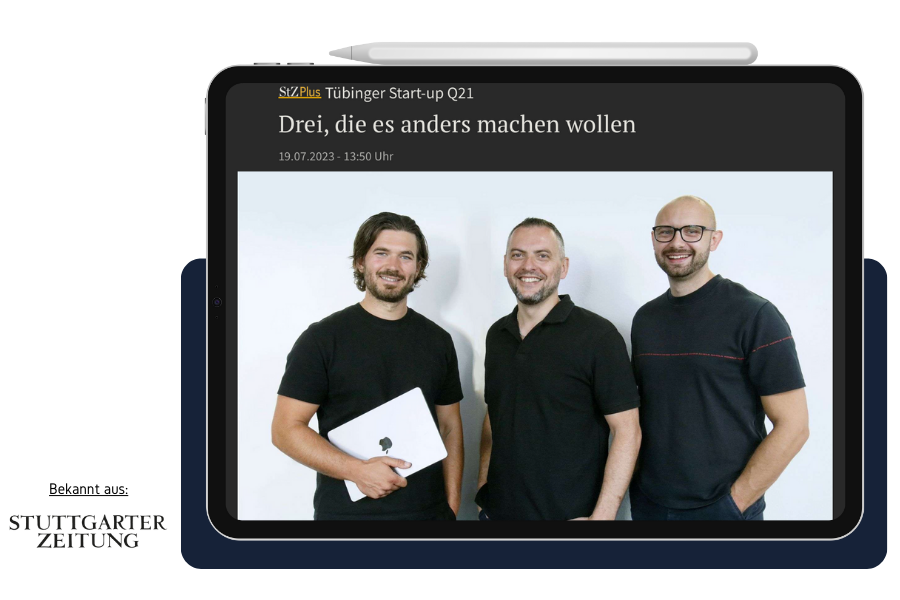(von links) Marco Edel, Roman Minch und Kai Grube von der Q21 GmbH haben sich 2021 zusammen selbstständig gemacht. Foto Horst Haas-5